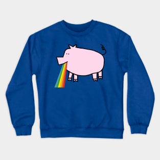 Animals with Rainbow Puke Pink Pig Crewneck Sweatshirt